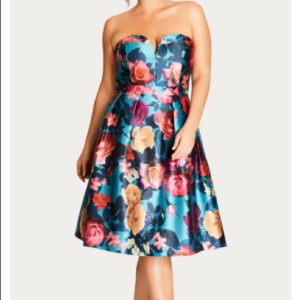 NWT City Chic Lush Floral Fit & Flare Dress